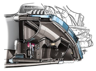 Mercedes F1 W05 Hybrid – боковые понтоны