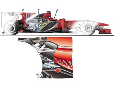 Ferrari F10 - система низкого выхлопа