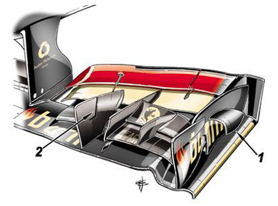 Lotus E21 - измененное переднее антикрыло